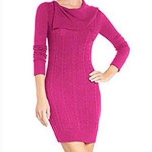 BCBG Sahana Cable Knit Sweater Dress Magenta Size XS NWT